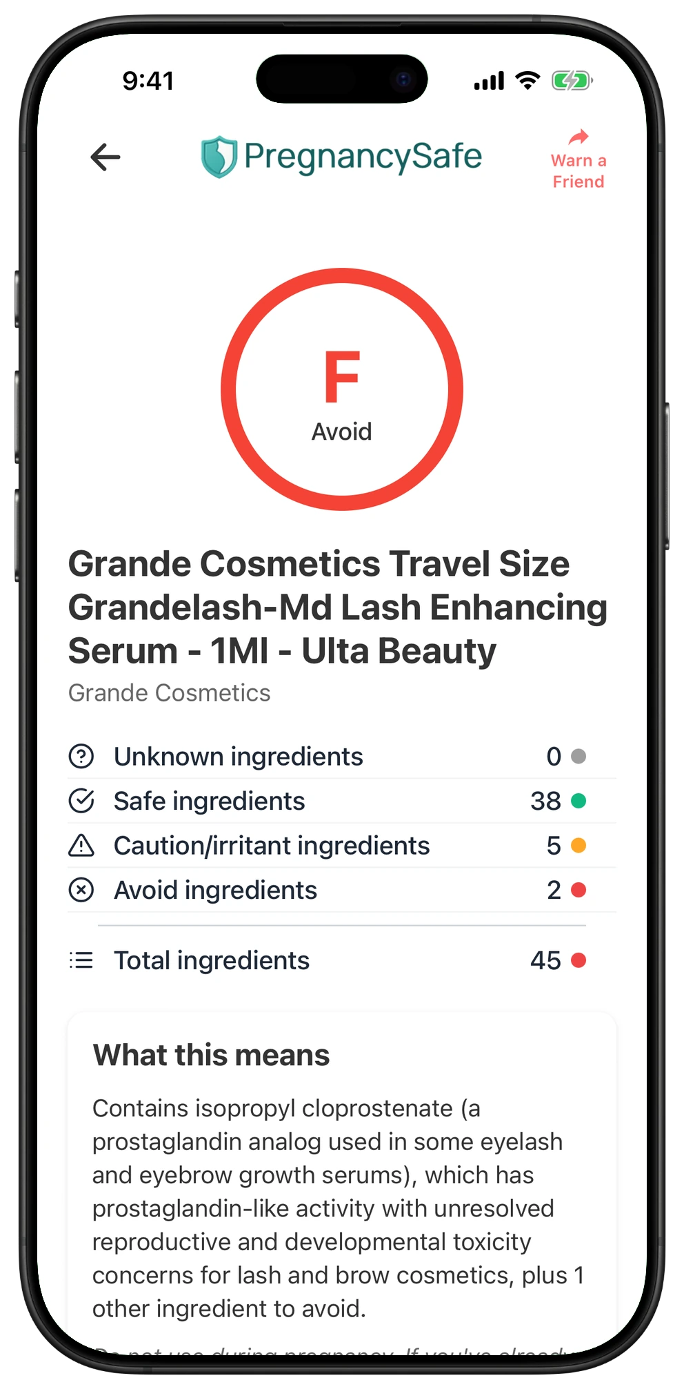 Pregnancy Safe app result for Grande Cosmetics Travel Size Grandelash-Md Lash Enhancing Serum - 1Ml - Ulta Beauty